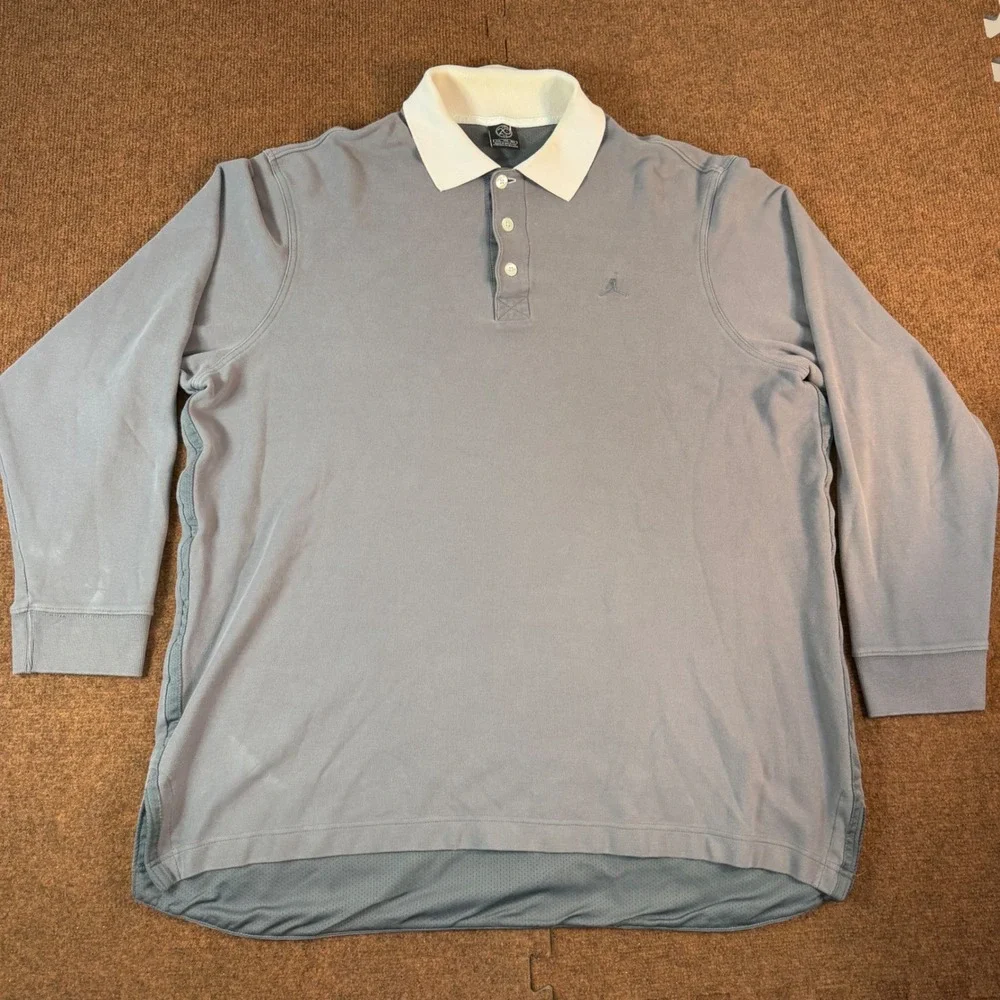 A+ Jordan Brand Mens 20th Anniversary Long Sleeve Polo Shirt Blue XL Jumpman